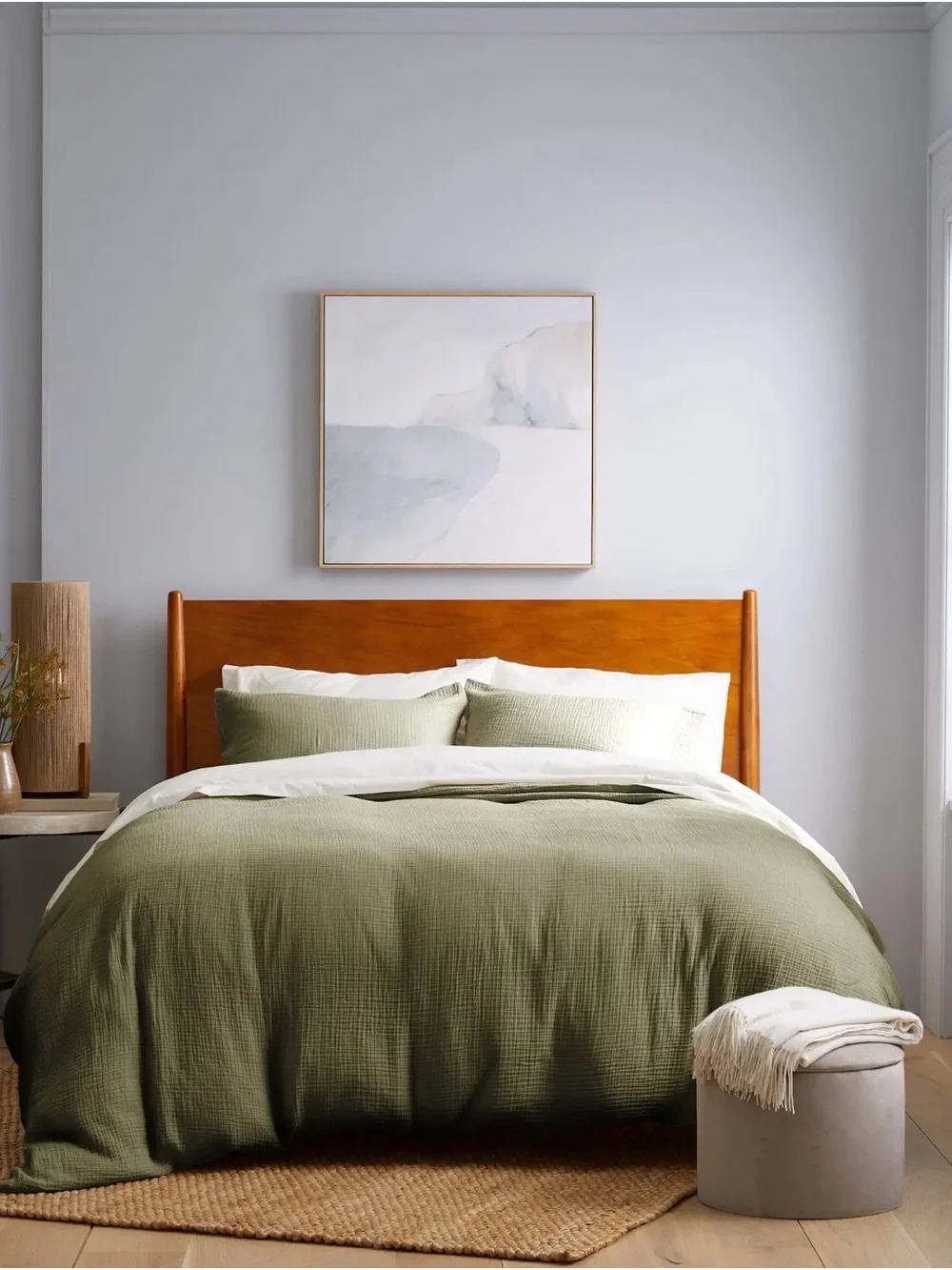Quince Organic Cotton Gauze Duvet Cover Set - Olive